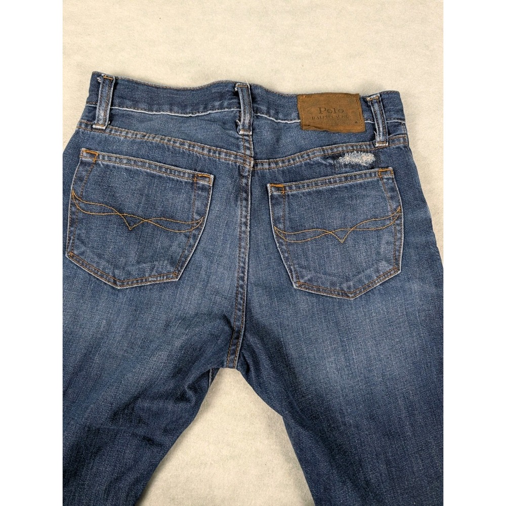 Polo Ralph Lauren Women's Sz 16 Jeans 28x29 Blue Dark Wash Distressed